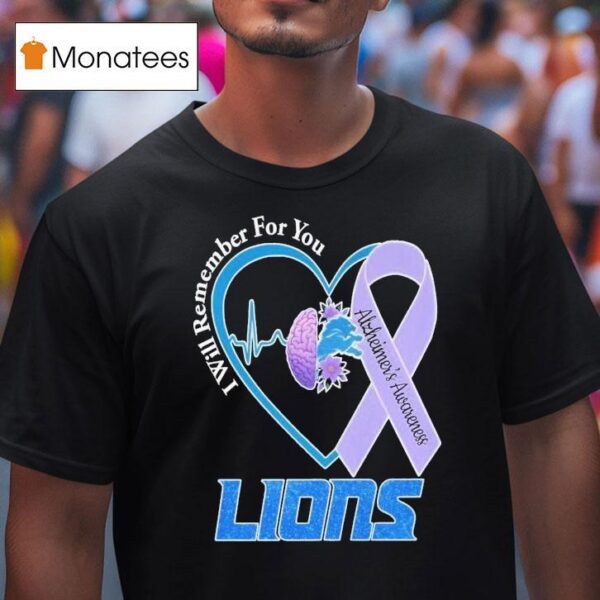 Detroit Tigers I Will Remember For You Alzheimer S Awareness Heartbeat Brain T Shirt