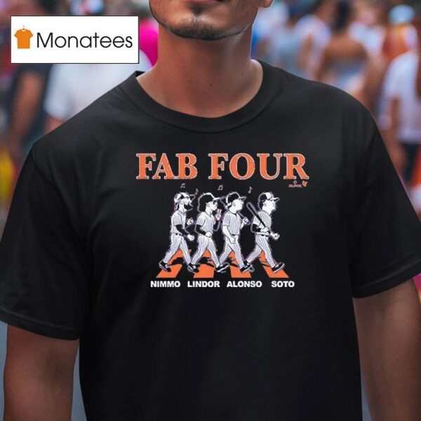 Francisco Lindor Juan Soto Pete Alonso And Brandon Nimmo Fab Four Album Road Abbey T Shirt