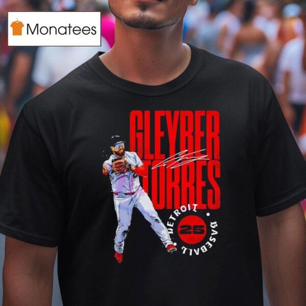 Gleyber Torres Detroit Baseball Stamp Style Graphic Signature T Shirt