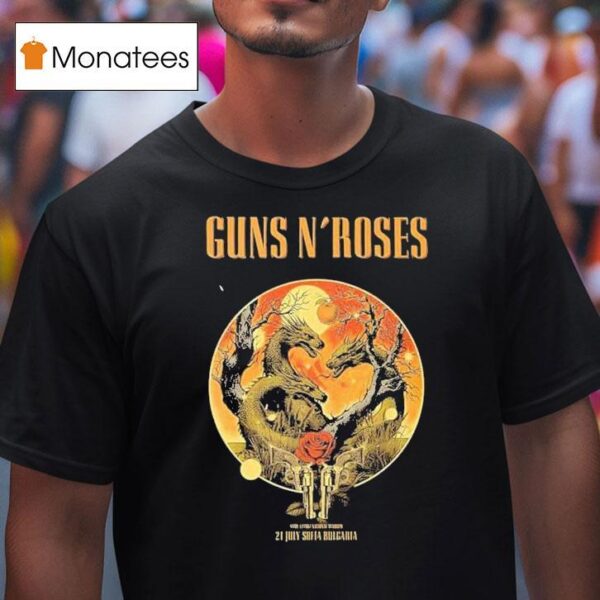 Guns N Roses World Tour July At Sofia Bulgaria Vasil Levski National Stadium Event Dragon T Shirt