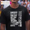 Hamburger Corn Dog Hot Dog Drinks Pop Corn Fries Coffee Snack Bar Menu T Shirt