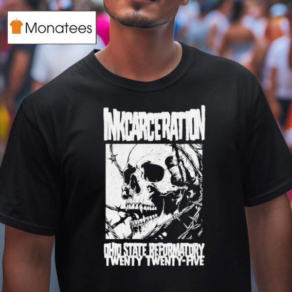 Inkcarceration Festival Barbed Skull Mineral For Mansfield Ohio On July Th Th Americas Rock And Metal Tattoo T Shirt