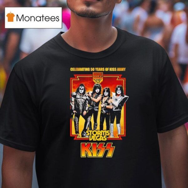 Kiss Celebrating Years Of Kiss Army Storms Vegas T Shirt