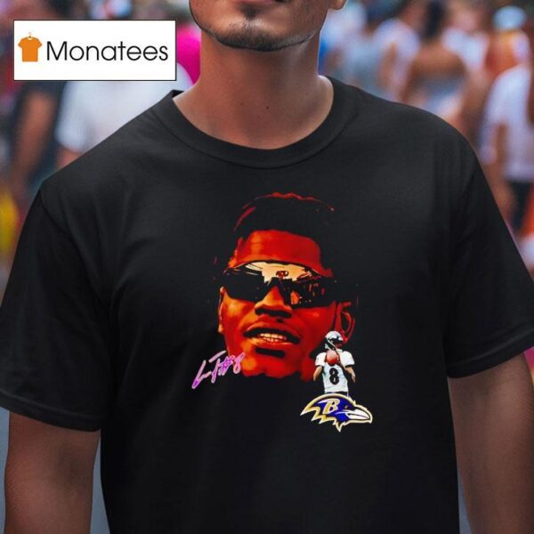 Lamar Jackson Big Face Baltimore Ravens Football Signature T Shirt