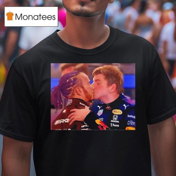 Max Verstappen Kissing Lewis Hamilton Photo T Shirt