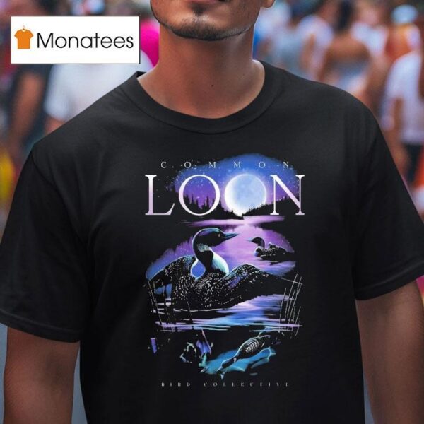 Moonlit Common Loon Bird Collective T Shirt