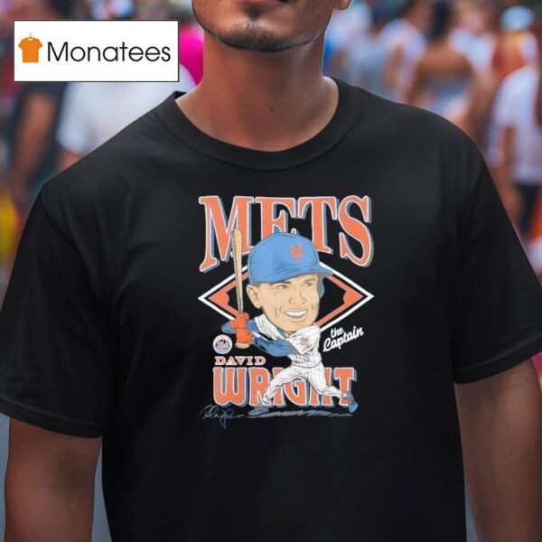 New York Baseball Mets David Wright Homage Royal Homage Caricature Signature T Shirt