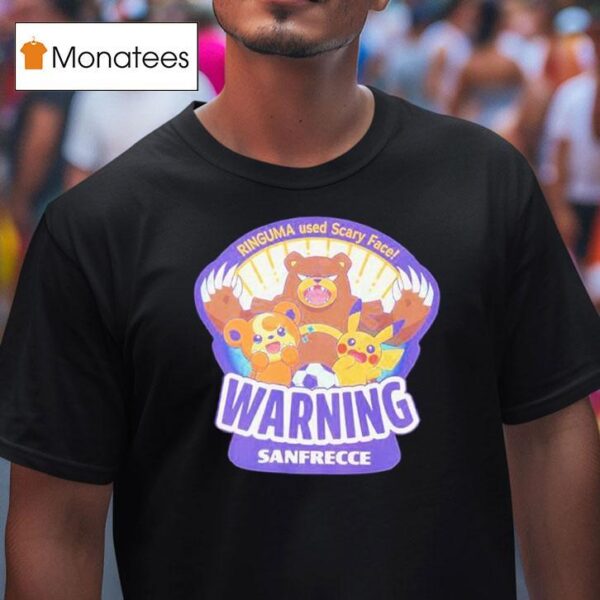 Pokemon Center Hiroshima Warning Sanfrecce Ringuma Used Scary Face T Shirt