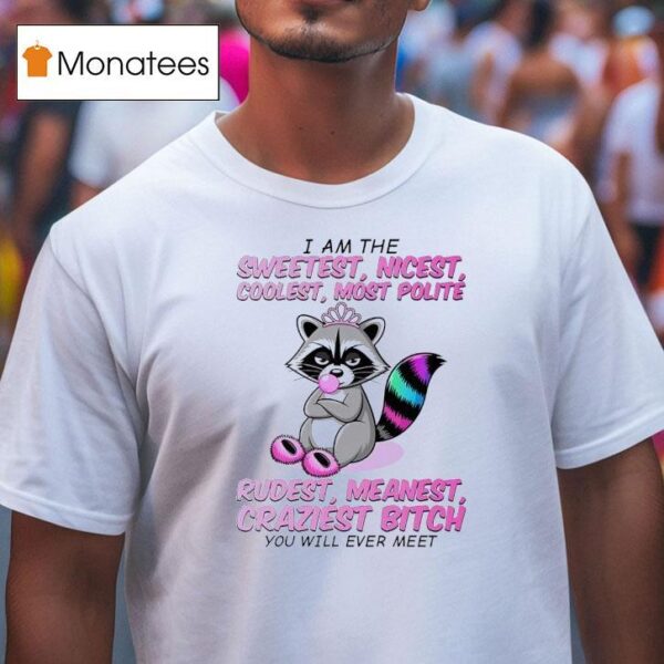 Raccoon I Am The Sweetest Nicest Coolest Most Polite Rudest Meanest Craziest Btch You Will Ever Mee T Shirt