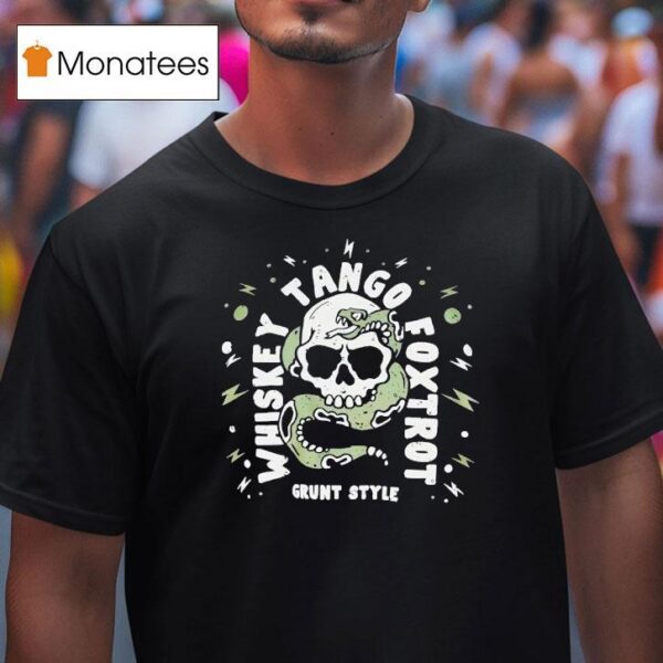 Skull With Snake Whiskey Tango Foxtro T Shirt