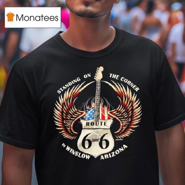 Standing On The Corner In Winslow Arizona Route Guitar T Shirt