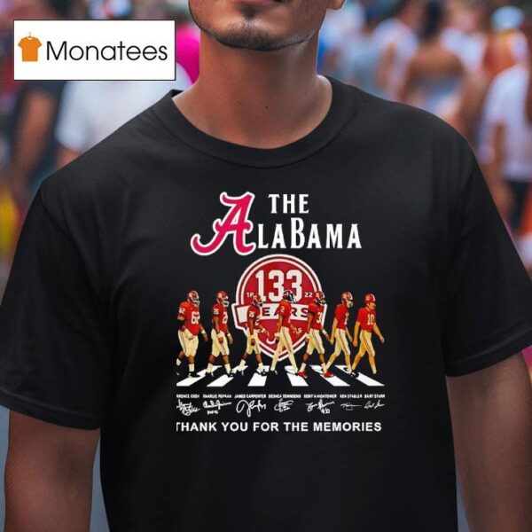 The Alabama Crimson Tide Walking Across Thank You For The Memories Signatures T Shirt