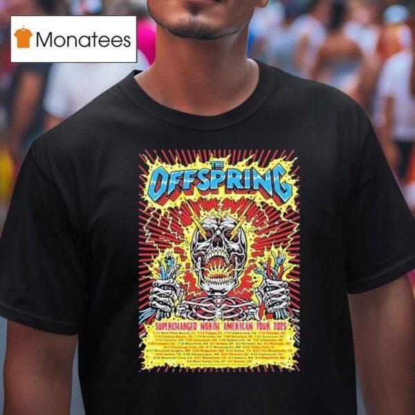 The Offspring Supercharged Tour For North America Tour Dates Featuring Skull Plug Electric Shock T Shirt