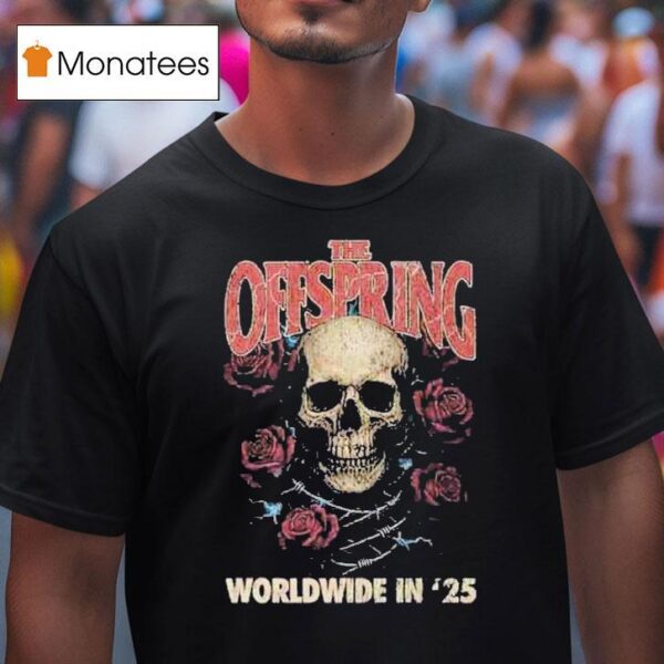 The Offspring Supercharged Worldwide In Tour Rose Skull T Shirt