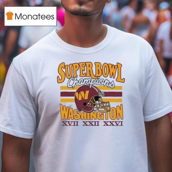 Washington Commanders Three Time Super Bowl Champions T Shirt