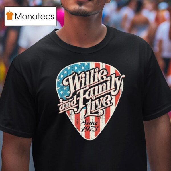 Willie Nelson Willie And Family Live Since Guitar Pick Logo T Shirt