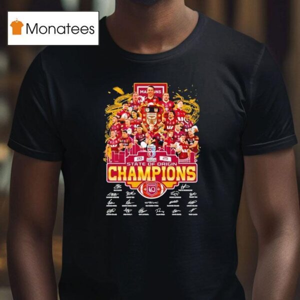 Maroons State Of Origin Champions Signatures T Shirt