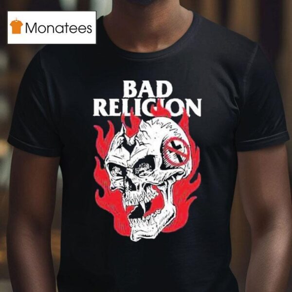 Bad Religion World Tour Head Wound Skull Flames T Shirt