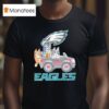 Bluey Characters Driving Philadelphia Eagles Logo T Shirt