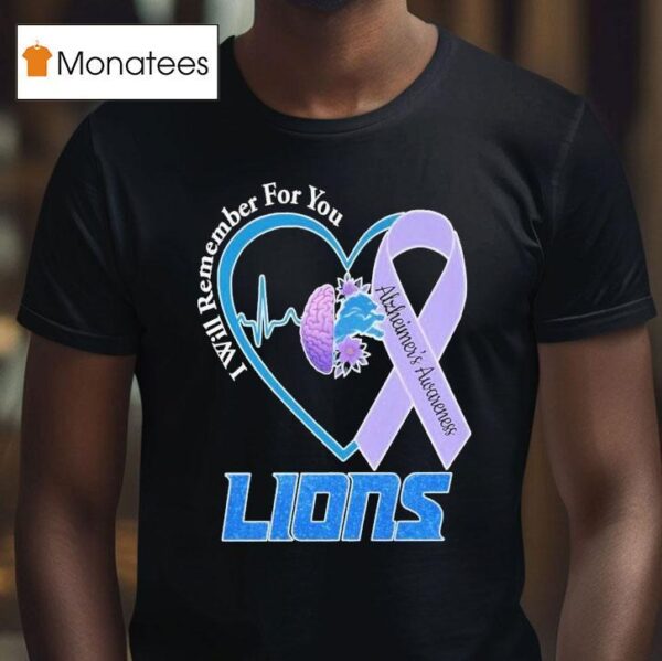 Detroit Tigers I Will Remember For You Alzheimer S Awareness Heartbeat Brain T Shirt