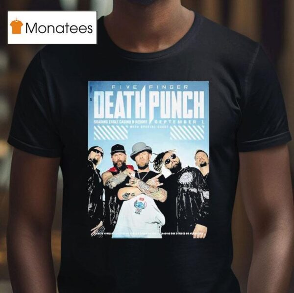 Five Finger Death Punch At Soaring Eagle Casino In Mount Pleasant Mi On September Featuring Portrai T Shirt