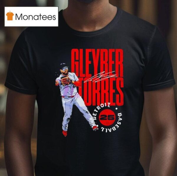 Gleyber Torres Detroit Baseball Stamp Style Graphic Signature T Shirt