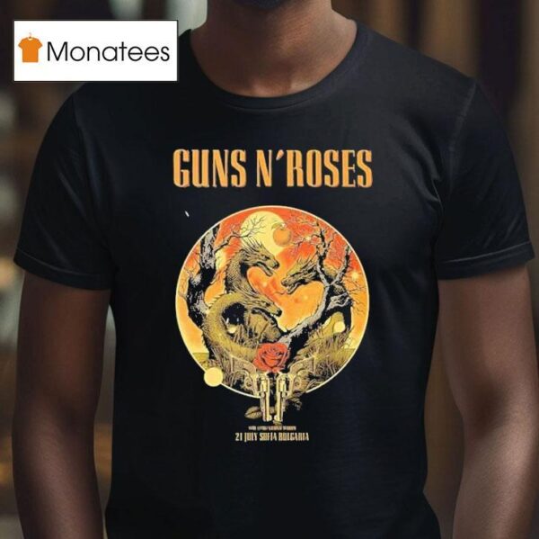 Guns N Roses World Tour July At Sofia Bulgaria Vasil Levski National Stadium Event Dragon T Shirt
