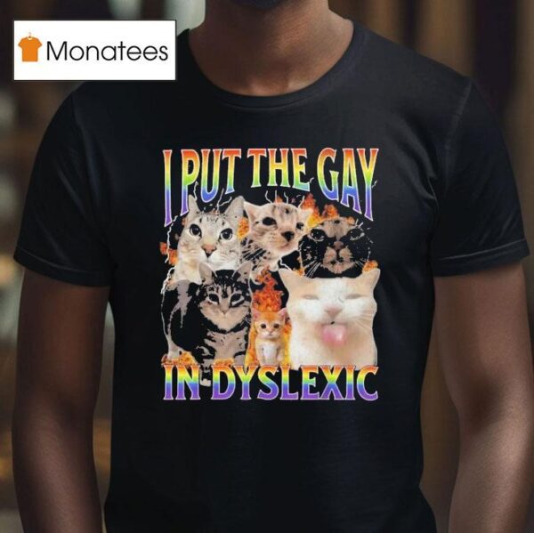 I Put The Gay In Dyslexic Cat Pride T Shirt