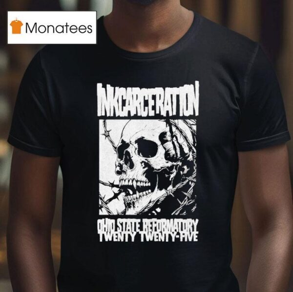 Inkcarceration Festival Barbed Skull Mineral For Mansfield Ohio On July Th Th Americas Rock And Metal Tattoo T Shirt