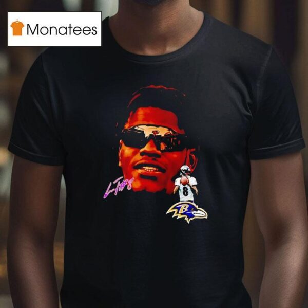 Lamar Jackson Big Face Baltimore Ravens Football Signature T Shirt