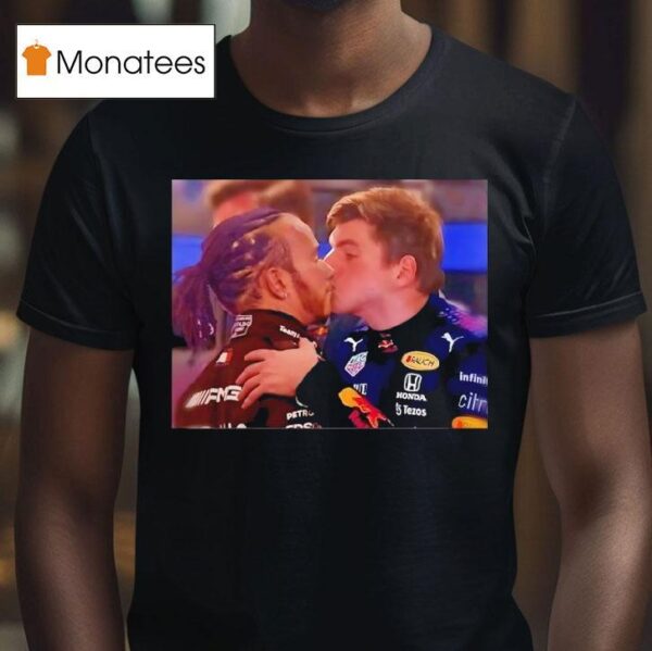 Max Verstappen Kissing Lewis Hamilton Photo T Shirt