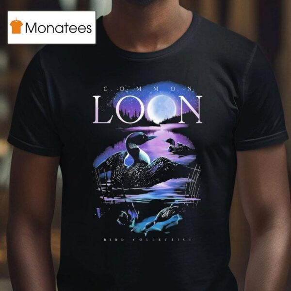 Moonlit Common Loon Bird Collective T Shirt