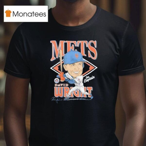 New York Baseball Mets David Wright Homage Royal Homage Caricature Signature T Shirt