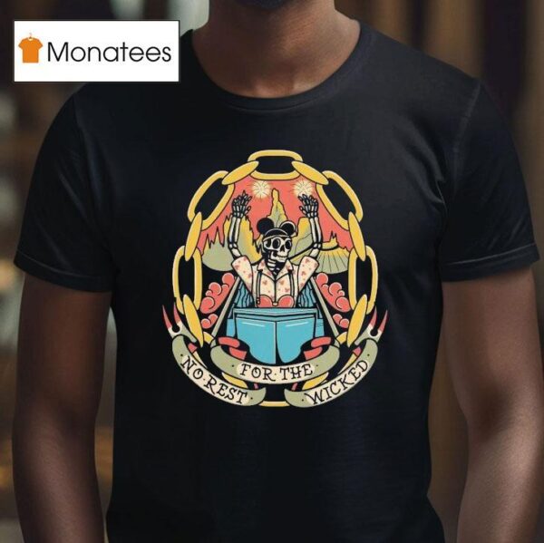No Rest For The Wicked Mickey Skeleton T Shirt