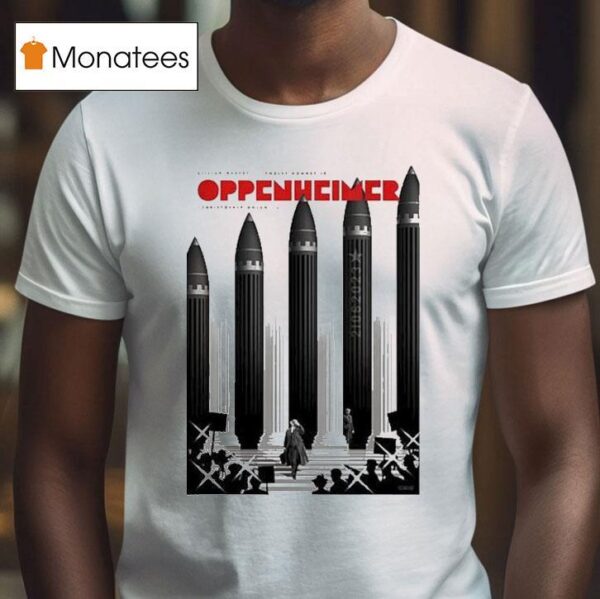 Oppenheimer Movie Minimalist Christopher Nolan Film Art Atomic Bomb For Sci Fi Lovers T Shirt