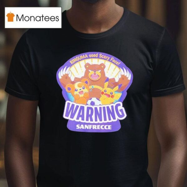 Pokemon Center Hiroshima Warning Sanfrecce Ringuma Used Scary Face T Shirt