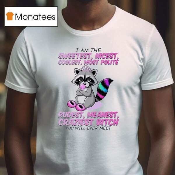 Raccoon I Am The Sweetest Nicest Coolest Most Polite Rudest Meanest Craziest Btch You Will Ever Mee T Shirt