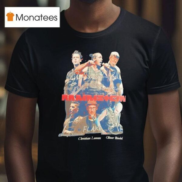 Rammstein Kruspe Lindemann Landers Schneider Lorenz Riedel Signatures T Shirt