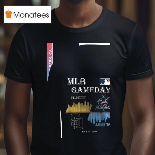 San Diego Padres Vs Miami Marlins Mlb Gameday Schedule Skyline City T Shirt