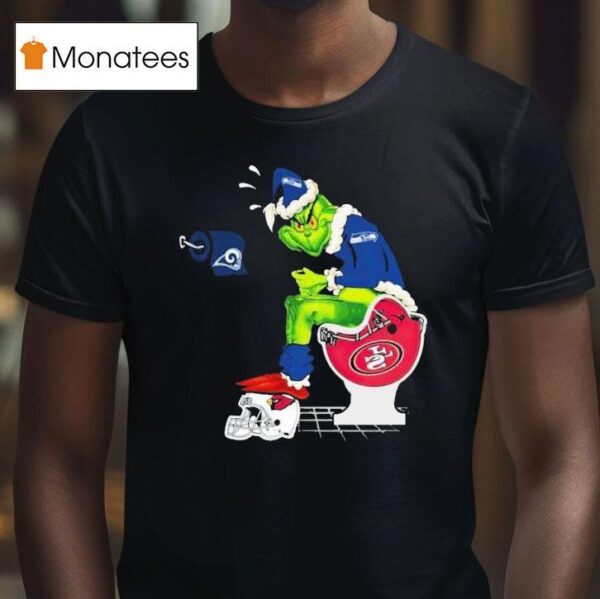 The Grinch Santa Toilet Seattle Seahawks Shit On Other Teams Los Angeles Rams Arizona Cardinals San Francisco Ers Christmas T Shirt