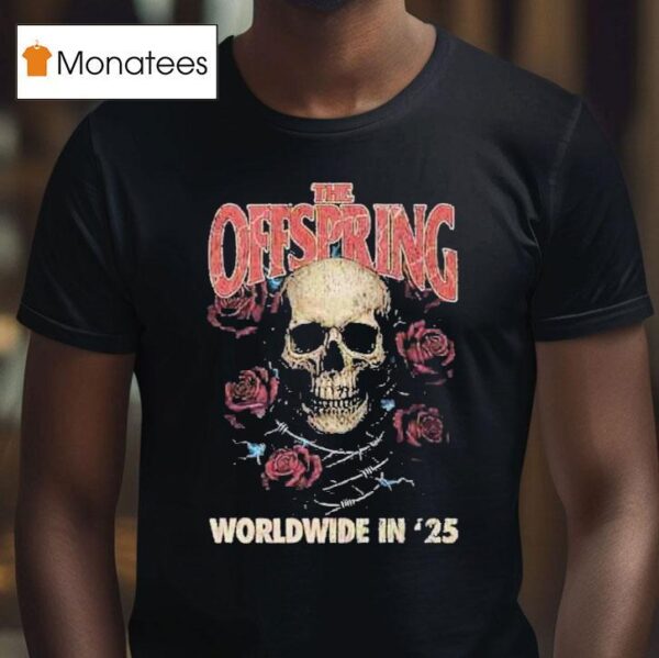 The Offspring Supercharged Worldwide In Tour Rose Skull T Shirt