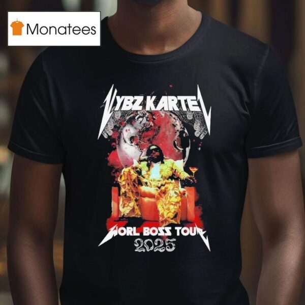 Vybz Kartel Worl Boss Tour Hands Globe Metal T Shirt