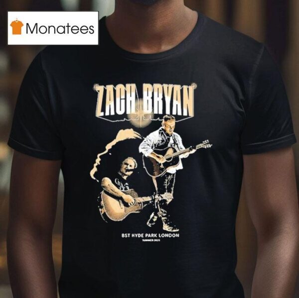 Zach Bryan Bst Hyde Park London Event Guitar Photo T Shirt