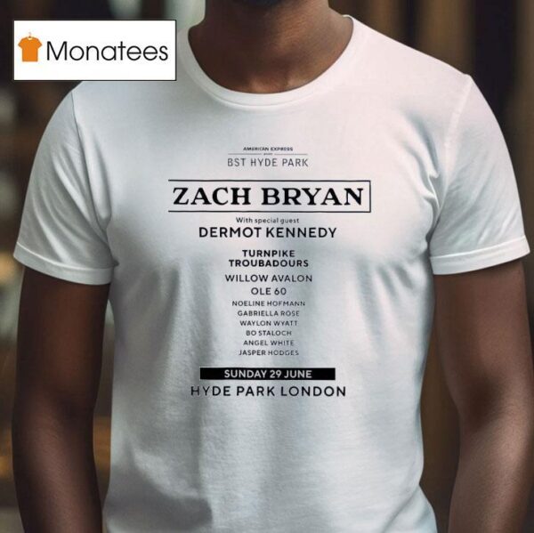 Zach Bryan With Special Guest Dermot Kennedy Turnpike Troubadours Willow Avalon T Shirt