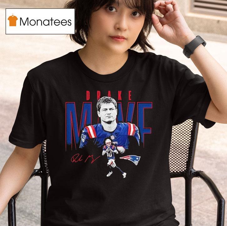  Drake Maye New England Patriots Football Signature T Shirt