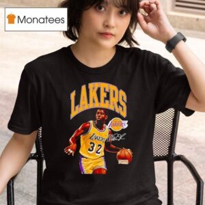 Magic Johnson Los Angeles Lakers Basketball Signature T Shirt
