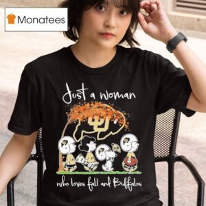 Snoopy The Peanuts Colorado Buffaloes Just A Woman Who Loves Fall And Buffaloes Walking T Shirt