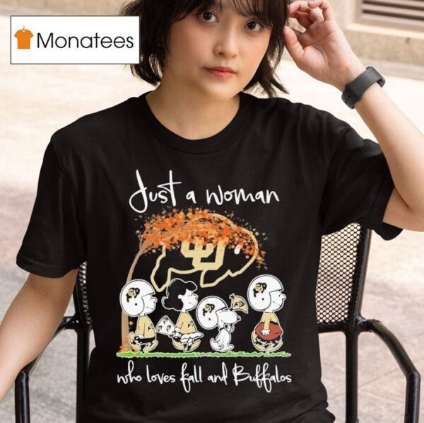 Snoopy The Peanuts Colorado Buffaloes Just A Woman Who Loves Fall And Buffaloes Walking T Shirt