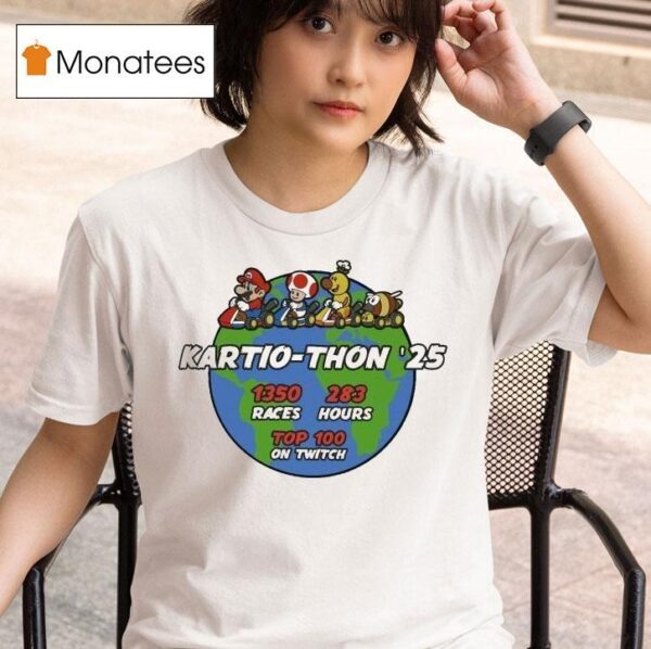 Super Mario Races Hours Top On Twitch Kartiothon T Shirt