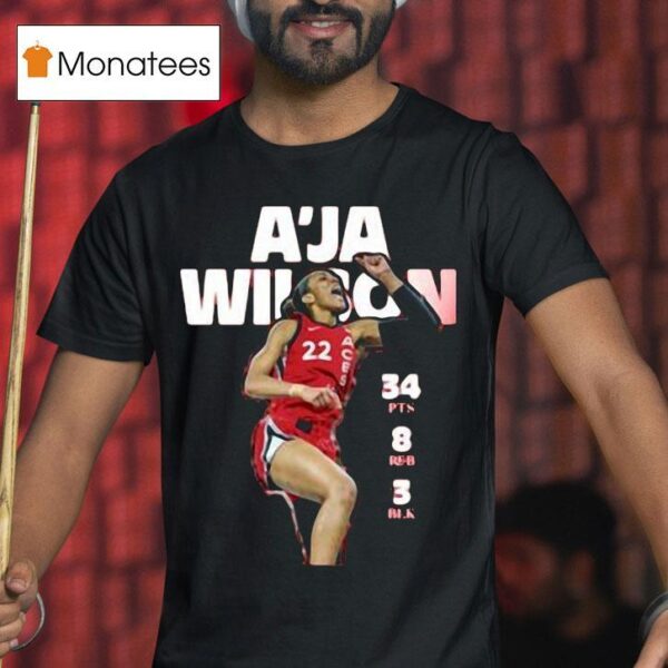 A Ja Wilson Pts Reb Blk T Shirt
